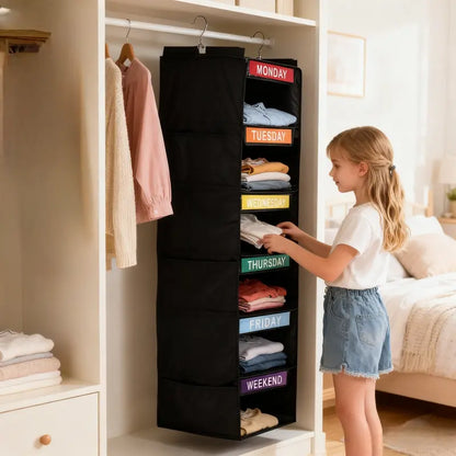 5-Day Hanging Clothes Organizer – Weekly Outfit Storage Bag, Space-Saving Dustproof Closet Organizer