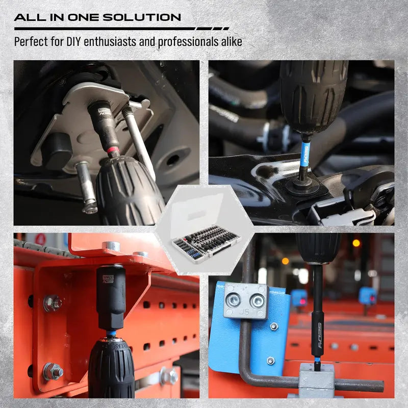41/59/80-Piece Magnetic Impact Nut Driver Set – SAE & Metric Socket Bits with Adapters, Extensions & Bit Holder