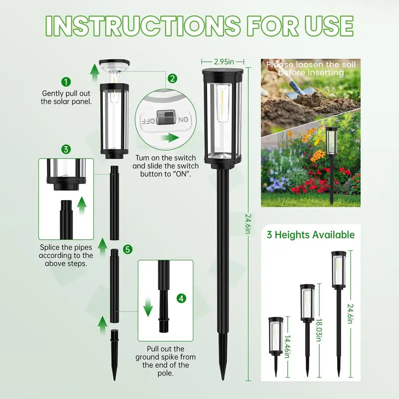 Solar Pathway Lights – Modern Outdoor Garden Lights with Auto On/Off & IP65 Waterproof Design