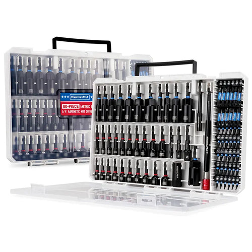 41/59/80-Piece Magnetic Impact Nut Driver Set – SAE & Metric Socket Bits with Adapters, Extensions & Bit Holder