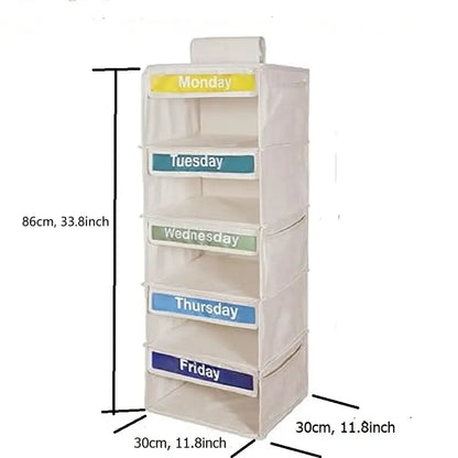 5-Day Hanging Clothes Organizer – Weekly Outfit Storage Bag, Space-Saving Dustproof Closet Organizer