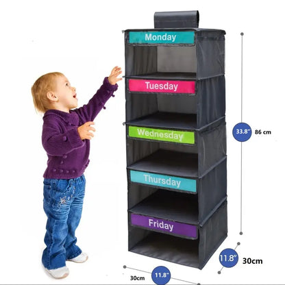 5-Day Hanging Clothes Organizer – Weekly Outfit Storage Bag, Space-Saving Dustproof Closet Organizer