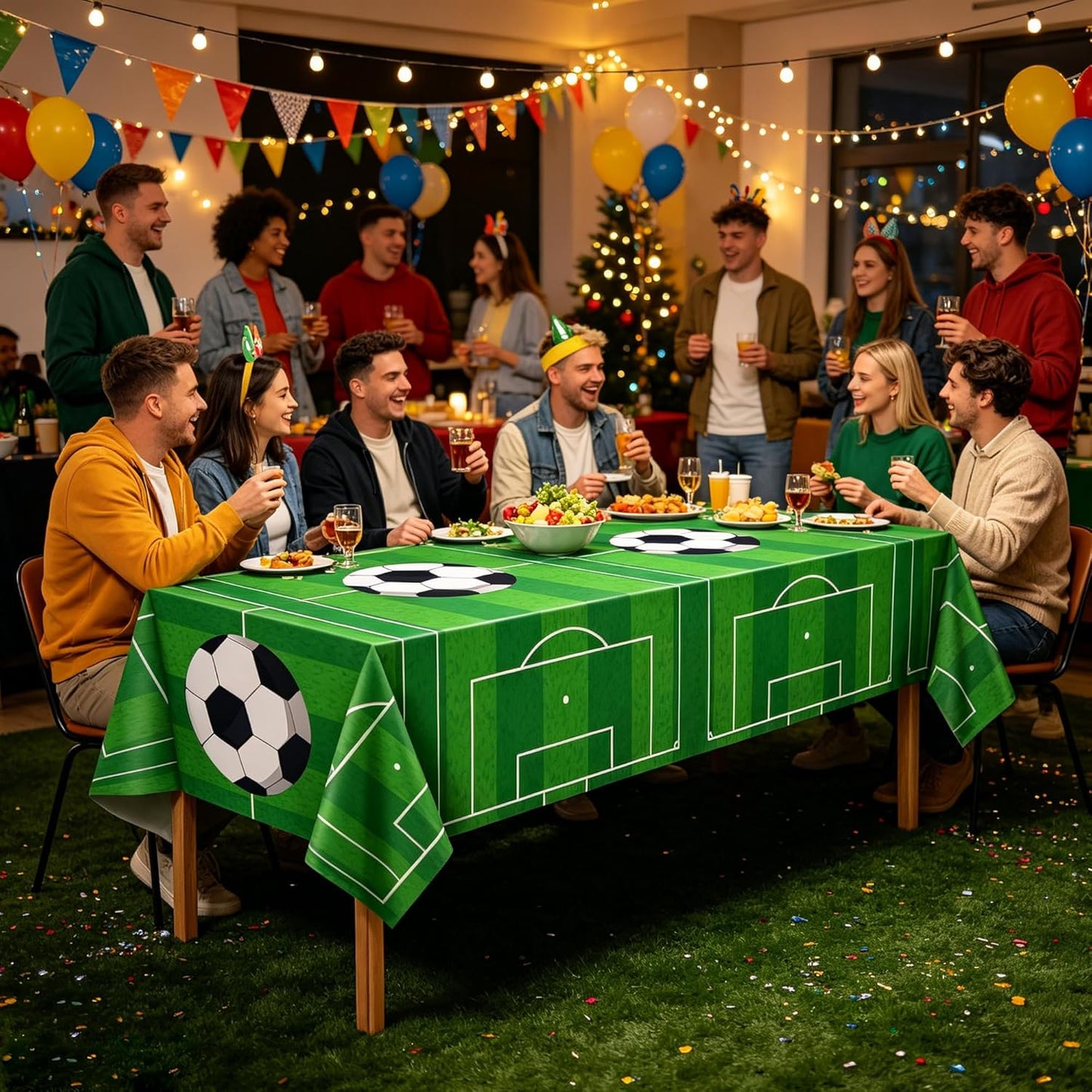 2-Piece Soccer Party Tablecloth Set