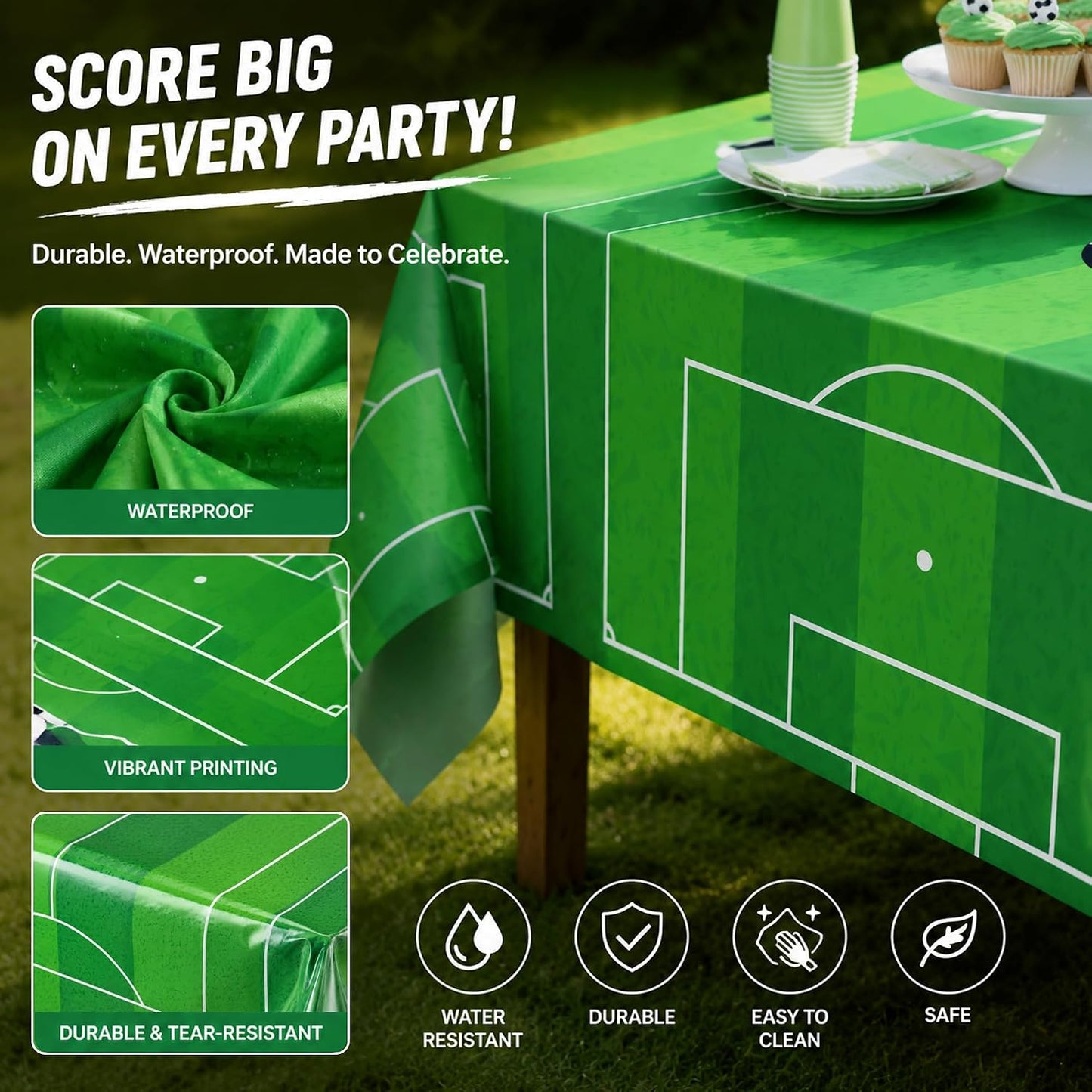 2-Piece Soccer Party Tablecloth Set
