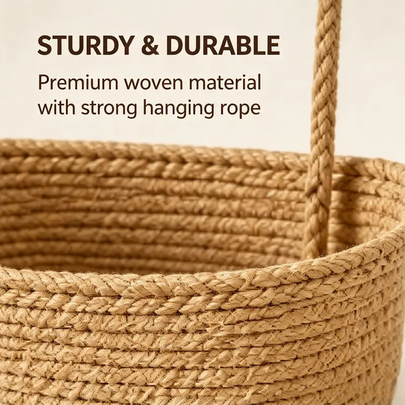 3-Tier Woven Cotton Over-the-Door Storage Basket – Wall-Mounted Bathroom & Nursery Organizer