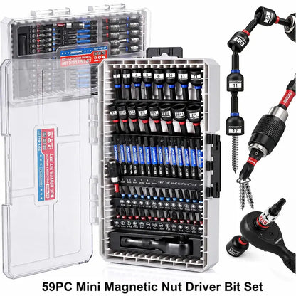 41/59/80-Piece Magnetic Impact Nut Driver Set – SAE & Metric Socket Bits with Adapters, Extensions & Bit Holder