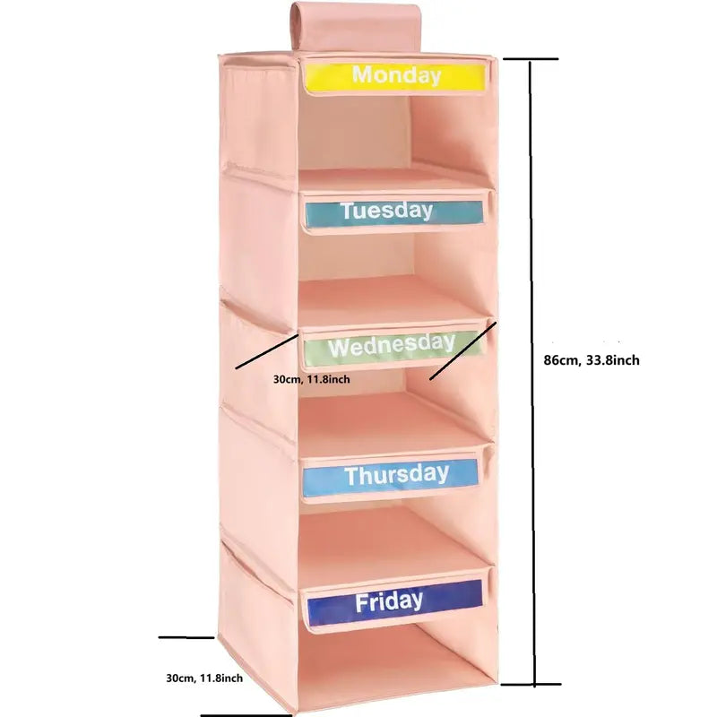 5-Day Hanging Clothes Organizer – Weekly Outfit Storage Bag, Space-Saving Dustproof Closet Organizer