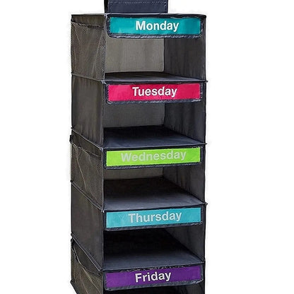 5-Day Hanging Clothes Organizer – Weekly Outfit Storage Bag, Space-Saving Dustproof Closet Organizer