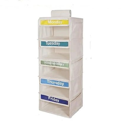 5-Day Hanging Clothes Organizer – Weekly Outfit Storage Bag, Space-Saving Dustproof Closet Organizer