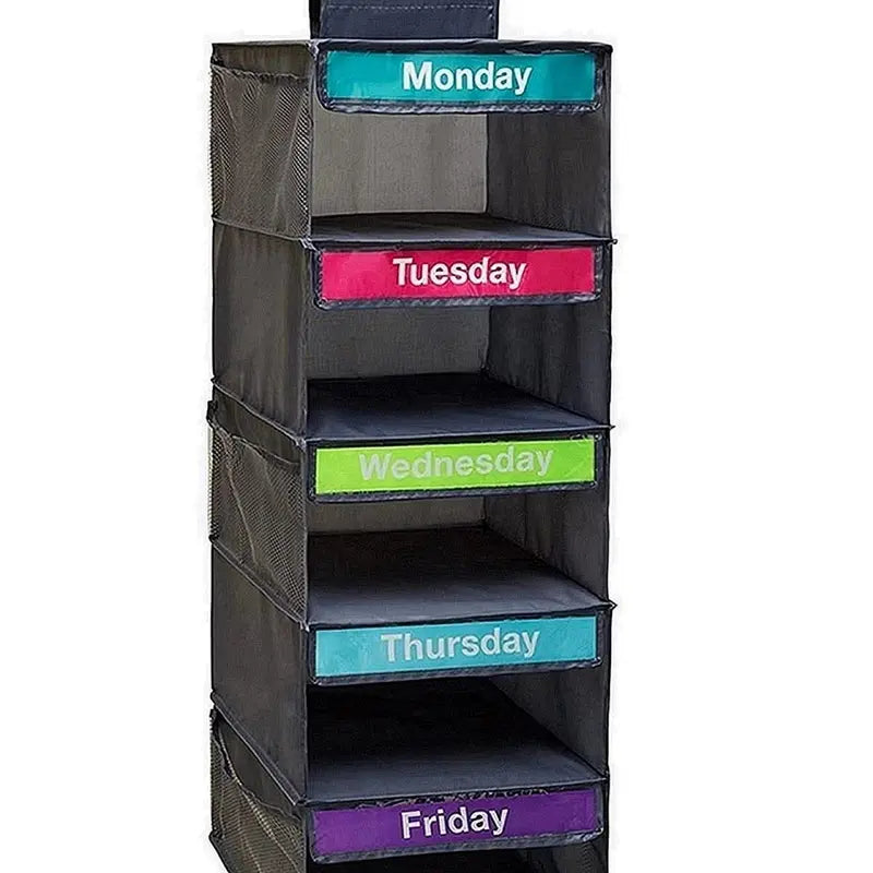 5-Day Hanging Clothes Organizer – Weekly Outfit Storage Bag, Space-Saving Dustproof Closet Organizer