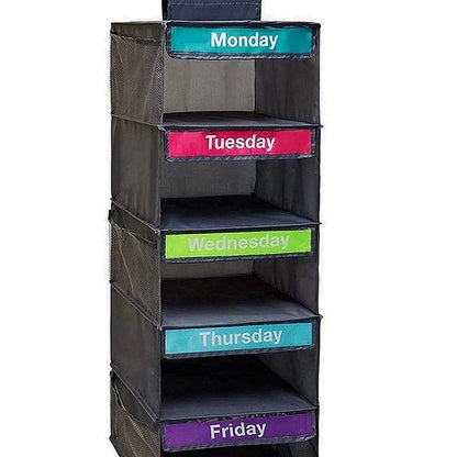 5-Day Hanging Clothes Organizer – Weekly Outfit Storage Bag, Space-Saving Dustproof Closet Organizer