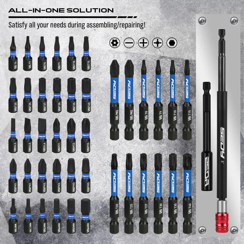 41/59/80-Piece Magnetic Impact Nut Driver Set – SAE & Metric Socket Bits with Adapters, Extensions & Bit Holder