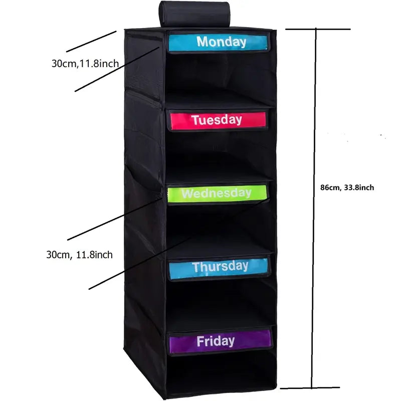 5-Day Hanging Clothes Organizer – Weekly Outfit Storage Bag, Space-Saving Dustproof Closet Organizer