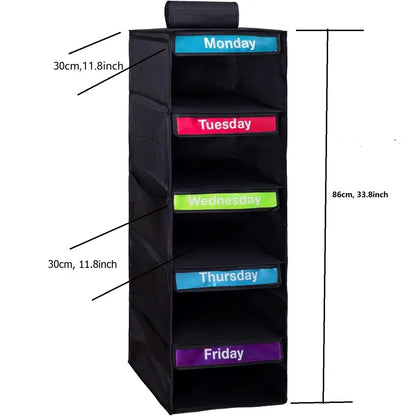 5-Day Hanging Clothes Organizer – Weekly Outfit Storage Bag, Space-Saving Dustproof Closet Organizer